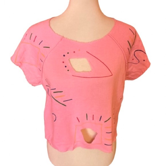 Vintage Tops - Vtg 80S OOAK pink flash dance top